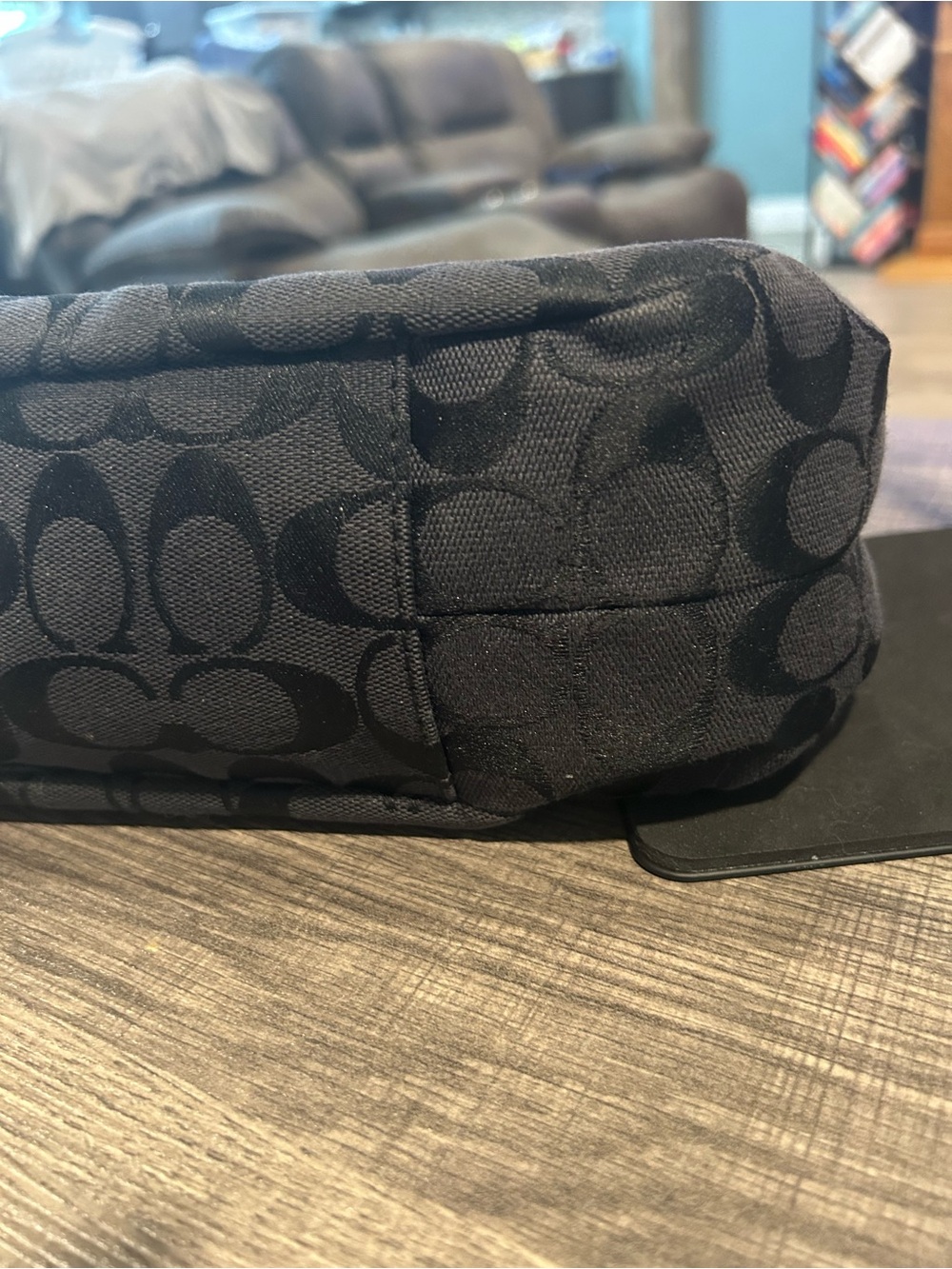 Coach SoHo Signature Buckle Hobo bag Black Jacquard Canvas Leather Trim Y2K - Picture 15 of 16